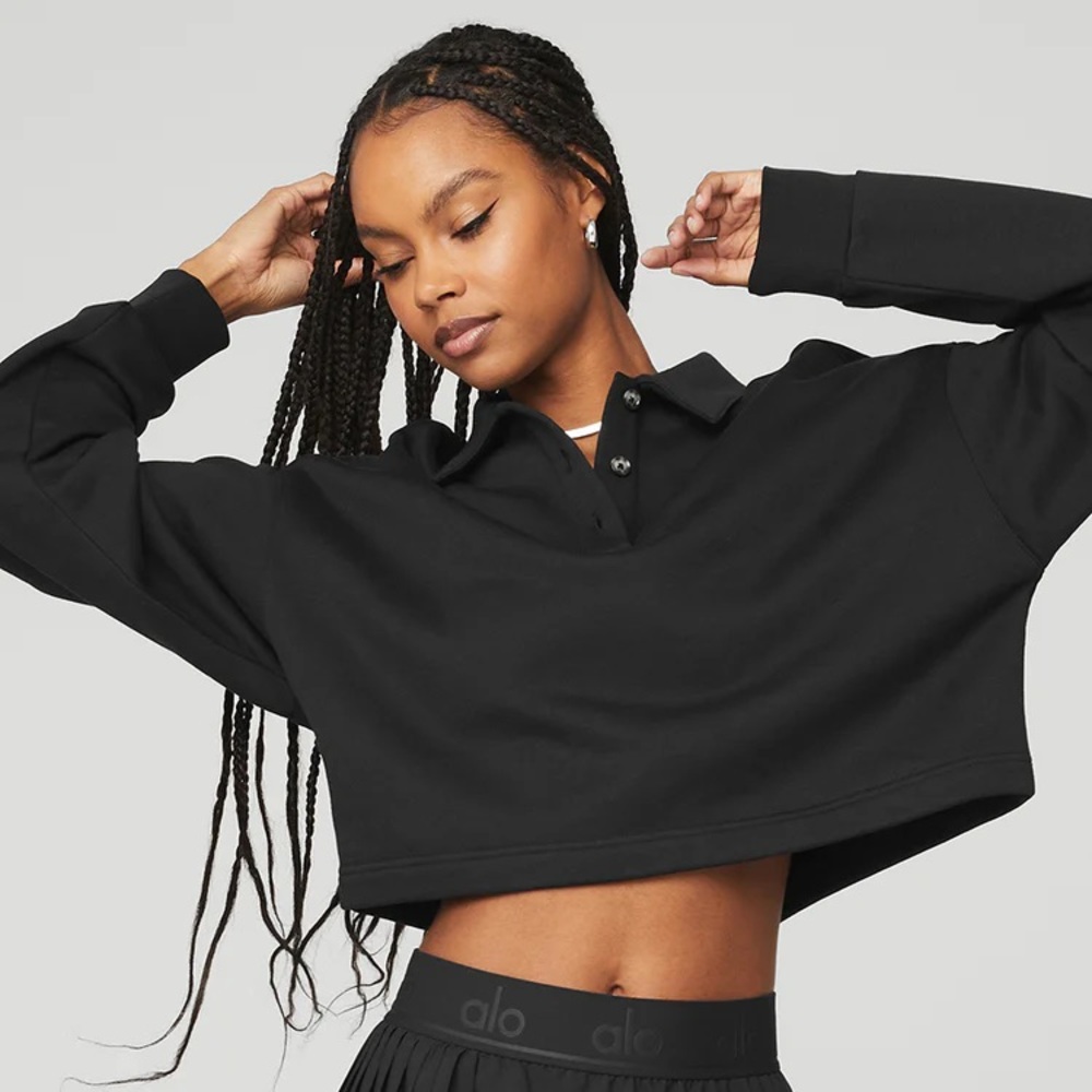 NWT alo polo henley pullover cropped small